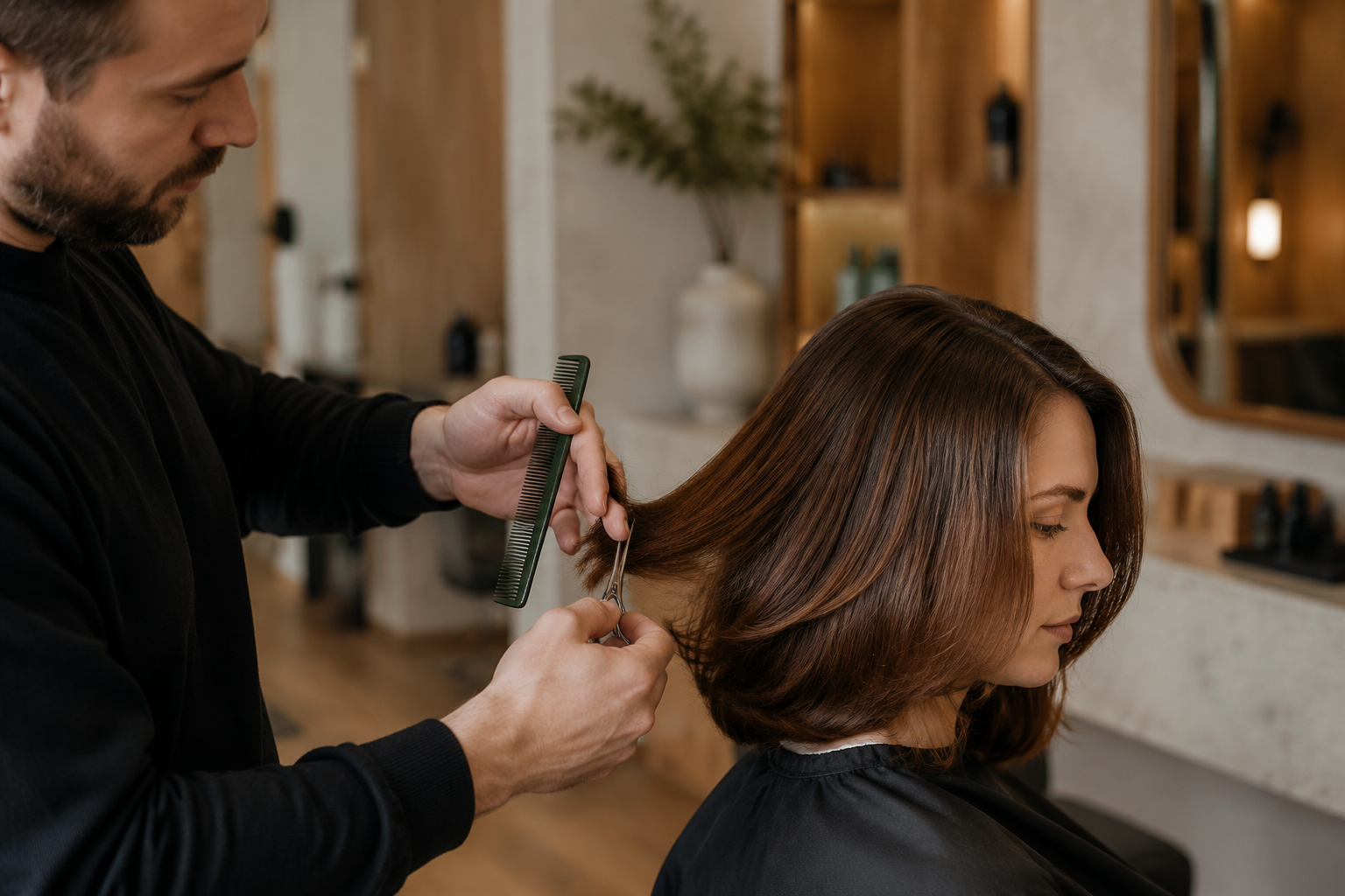 Hair stylist at work